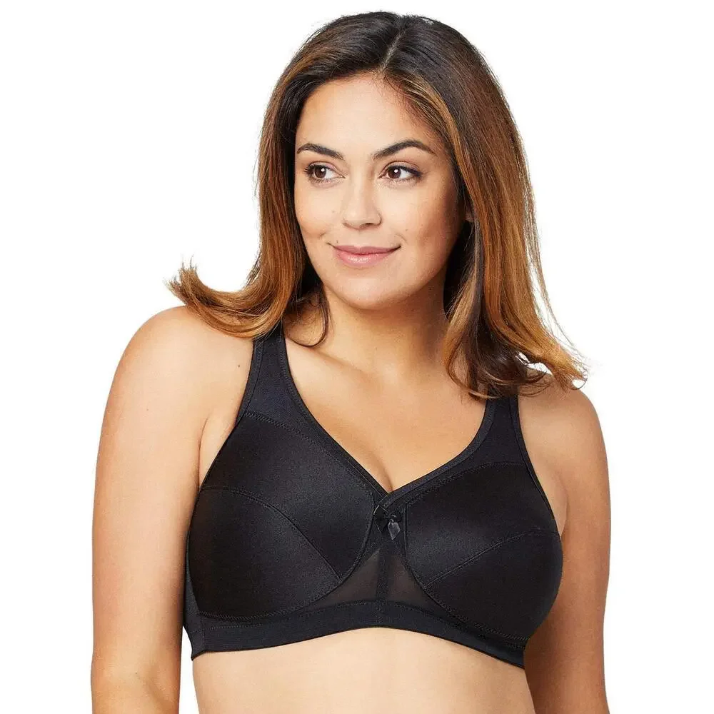 Glamorise Full Figure Plus Size Active Support Bra Wirefree Black 50H